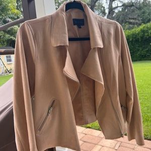 Skies Are Blue faux suede moto jacket with silver hardware.